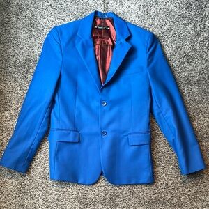 Kids size 14 youth royal blue suit 3 piece suit with white dress shirt.